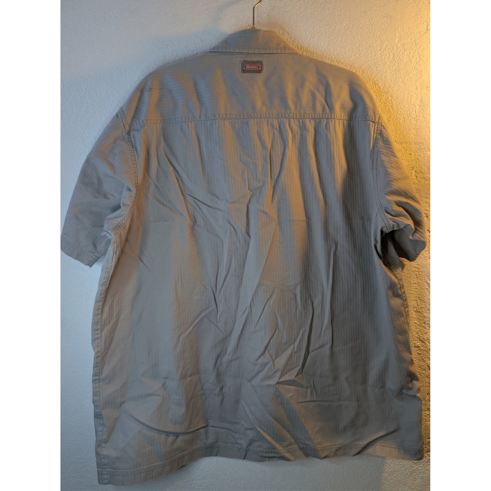 Genuine Dickies Mens 2XL Grey Textured Stripe Short Sleeve Work Shirt 0358 - Picture 4 of 5